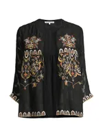 Emelia Embroidered Open-Front Jacket