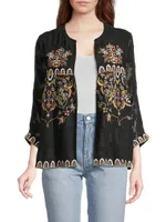 Emelia Embroidered Open-Front Jacket