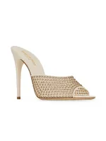 Blonde Mules Rhinestones Mesh