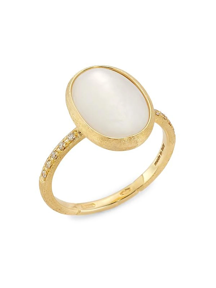 Siviglia 18K Yellow Gold, 0.08 TCW Diamond & Mother-Of-Pearl Ring