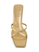 Ari Mirror Metallic Mid Heel Sandal