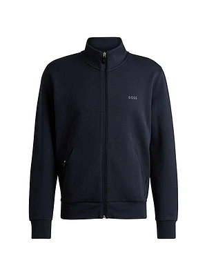 Stretch-Cotton Zip-Up Sweatshirt with Logo Print