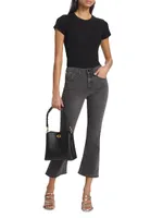 Cropped Low-Rise Kick Flare Jeans