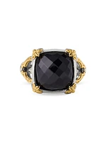 Anthos Solis Sterling Silver, 18K Yellow Gold & Black Onyx Ring