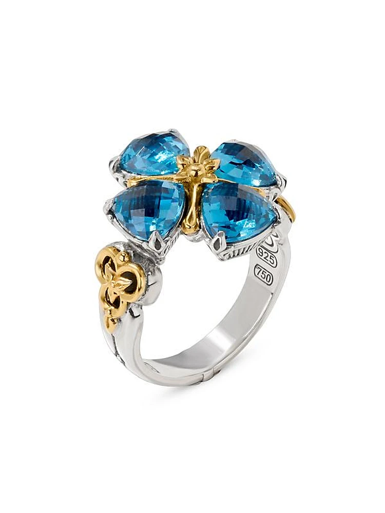 Anthos Prism Silver, 18K Gold & Blue Spinel Ring