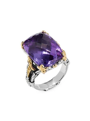 Pythia Sterling Silver, 18K Gold & Amethyst Quartz Ring