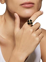 Anthos Prism Sterling Silver, 18K Yellow Gold & Black Onyx Flower Ring