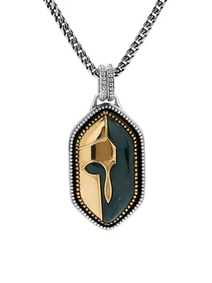 Laconia 18K Gold, Sterling Silver & Bloodstone Pendant Necklace