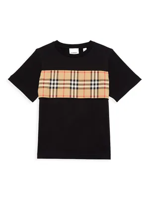 Little Boy's & Check Crewneck T-Shirt