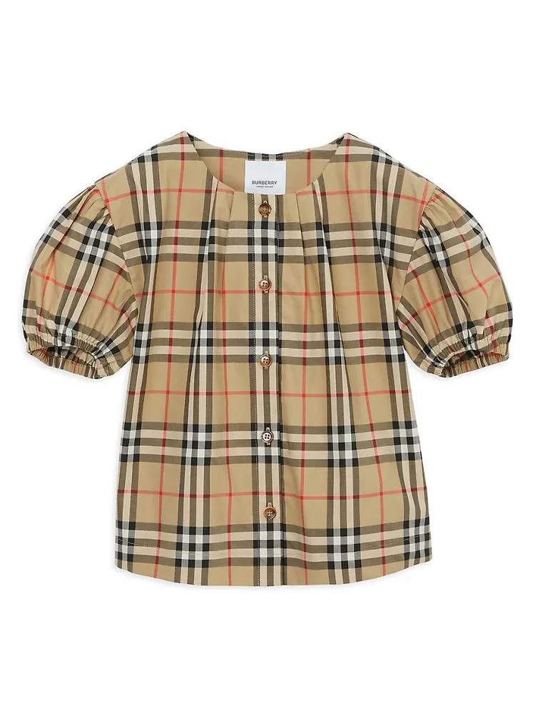 Little Girl's & Sheryl Check Puff Sleeve Blouse