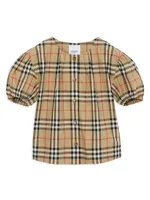 Little Girl's & Sheryl Check Puff Sleeve Blouse