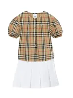 Little Girl's & Sheryl Check Puff Sleeve Blouse