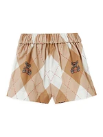 Baby Girl's & Little Nicoletta Thomas Bear Argyle Shorts