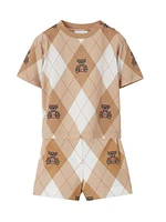 Baby Girl's & Little Nicoletta Thomas Bear Argyle Shorts