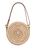 Round Bag in Raffia And Vegetable-tanned Leather