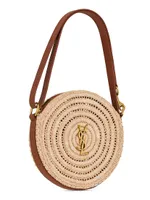 Round Bag in Raffia And Vegetable-tanned Leather