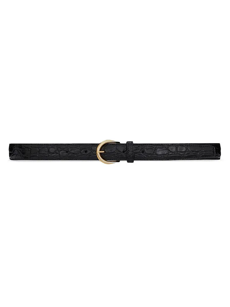 Croissant De Lune Buckle Belt Crocodile-Embossed Leather