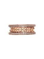 B.ZERO1 18K Rose Gold & Diamond Two-Band Ring