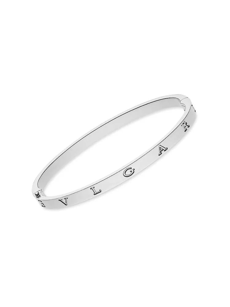 B.zero1 18K White Gold Logo Bangle Bracelet