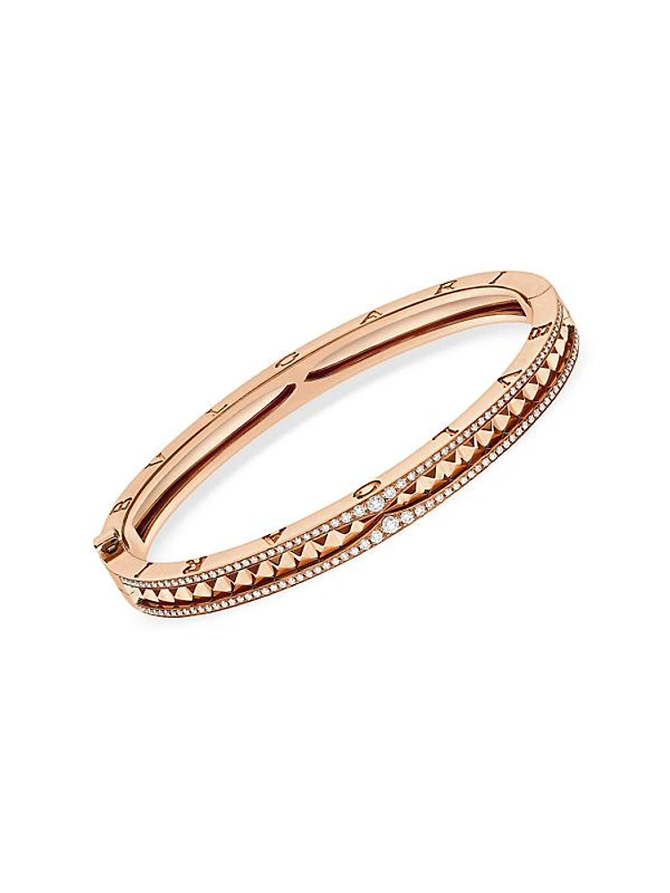 B.zero1 18K Rose Gold & 0.98 TCW Diamond Logo Bangle Bracelet