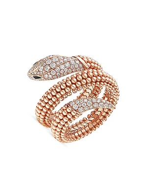 Serpenti 18K Rose Gold, Diamond & Onyx Ring