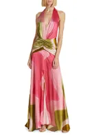 Dafne Abstract Wave Halter Gown