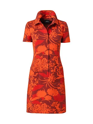 Abraham Flower Stretch Wool Shirtdress