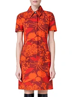 Abraham Flower Stretch Wool Shirtdress