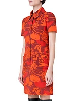 Abraham Flower Stretch Wool Shirtdress