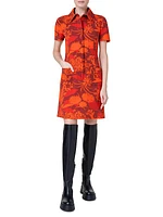 Abraham Flower Stretch Wool Shirtdress