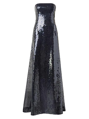 Liquid Sequin Strapless Gown