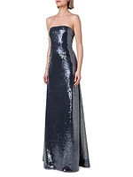 Liquid Sequin Strapless Gown