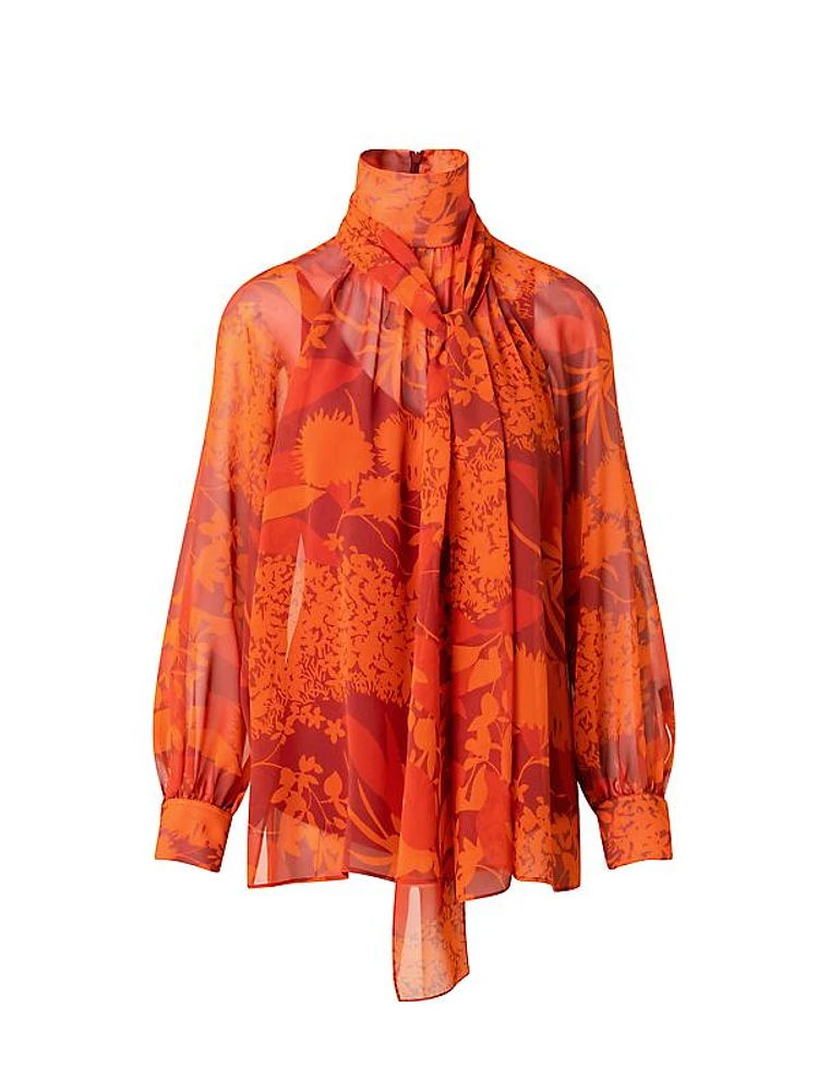 Abraham Flower Silk Georgette Blouse