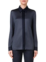 Silk Contrast Trim Shirt