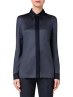 Silk Contrast Trim Shirt