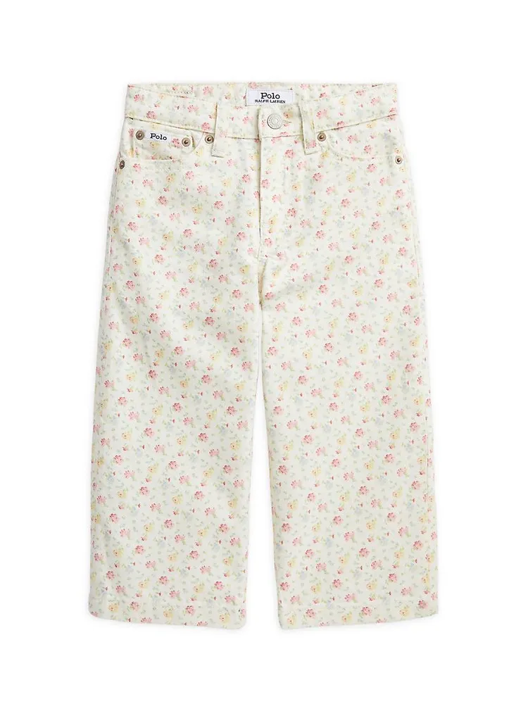 Little Girl's & Floral Print Wide-Leg Jeans