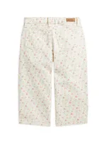 Little Girl's & Floral Print Wide-Leg Jeans