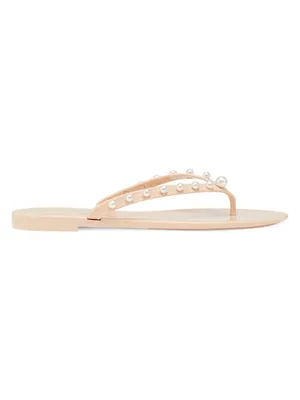 Glide Jelly Imitation Pearl-Embellished Flip-Flops