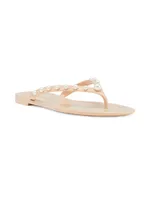 Glide Jelly Imitation Pearl-Embellished Flip-Flops