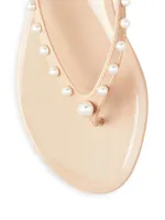 Glide Jelly Imitation Pearl-Embellished Flip-Flops