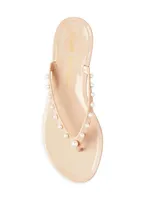 Glide Jelly Imitation Pearl-Embellished Flip-Flops