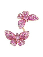 Butterfly 18K Rose Gold, Pink Sapphire & 0.28 TCW Diamond Cuff Ring