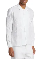 Village Garden Embroidered Cotton-Linen Shirt