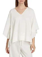 Onsen Butterfly-Sleeve Cotton Pajama Top