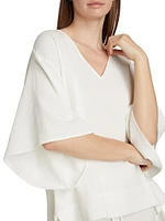 Onsen Butterfly-Sleeve Cotton Pajama Top