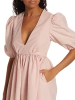 Flared Puff-Sleeve Minidress