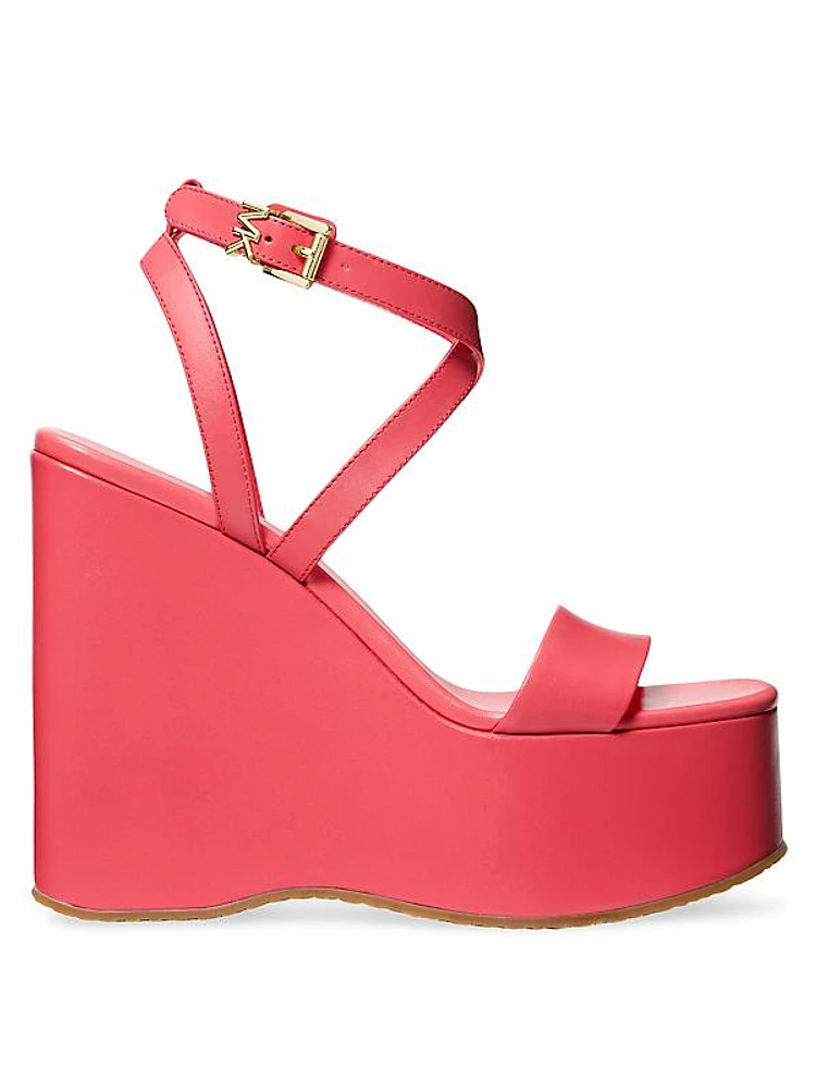 Paola 125MM Leather Wedge Sandals