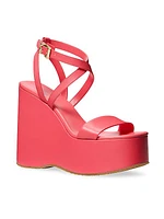 Paola 125MM Leather Wedge Sandals