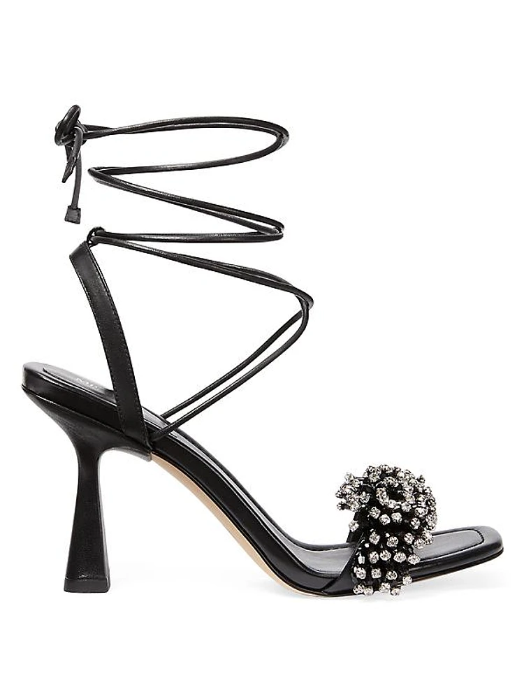 Lucia 90MM Crystal-Embellished Leather Sculptural Sandals