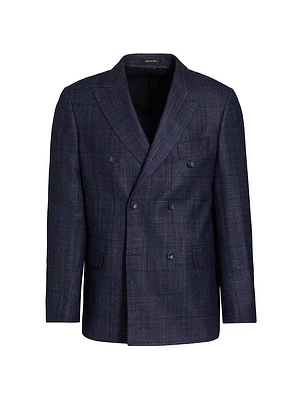 COLLECTION Tonal Double-Breasted Windowpane Sportcoat